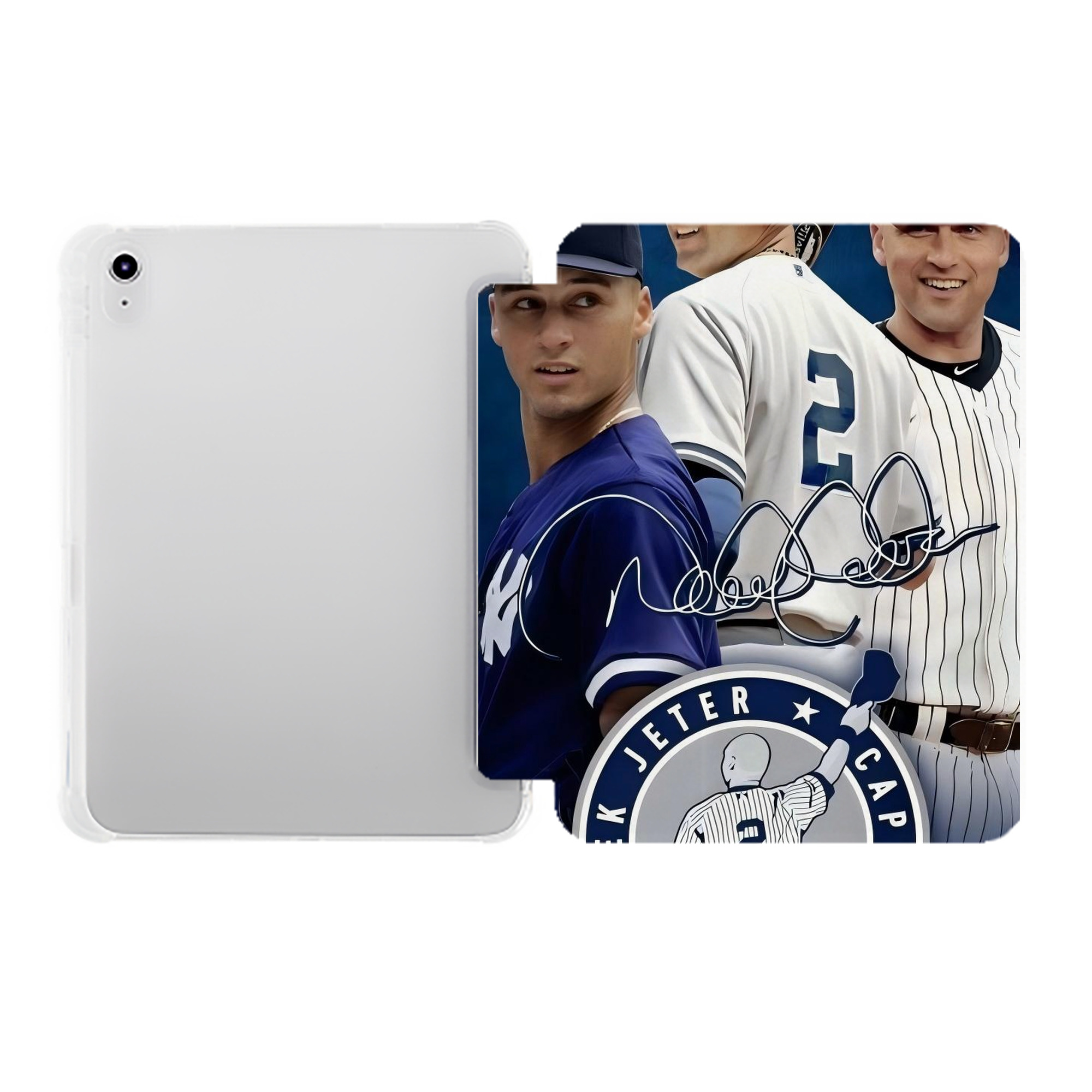 Derek Jeter 47 Premium Tri-Fold PU Leather & Silicone IPad Case With Pencil Slot – Fits 9.5,10.5,10.9 – Adjustable Stand, Slim, Protective
